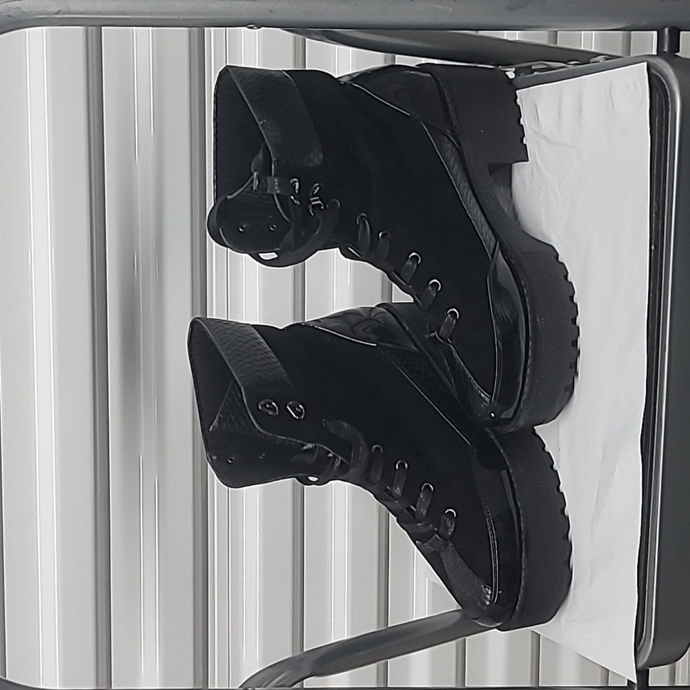 Simmi London Karmen Black Suede Lace Up Hiking Ankle Boots